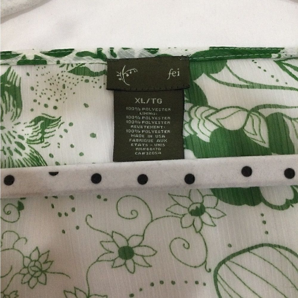 Fei Anthropologie floral white/green 3/4 sleeve  tunic-dress size L - Picture 10 of 10